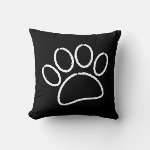 Chalk Drawing Dog Paw Print Throw Pillow
