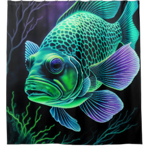 Chalk Drawing of Fish on Black