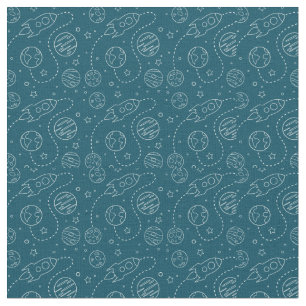 Chalk Drawings in Space Pattern Fabric