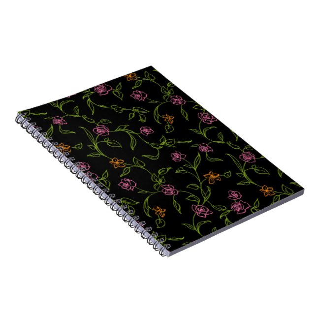 Chalk Drawn Roses Background Notebook (Right Side)