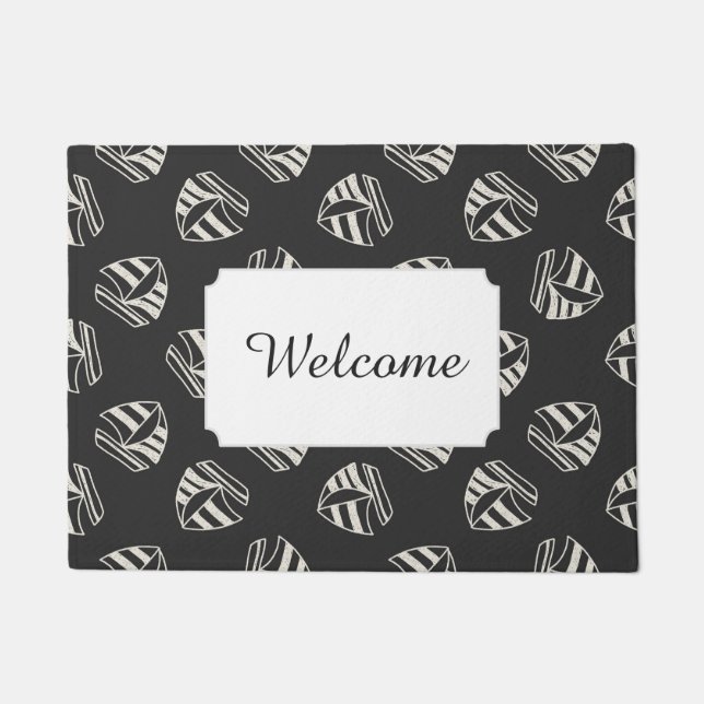 Chalk Drawn Sailboat Pattern | Add Your Text Doormat (Front)