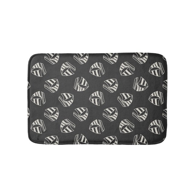 Chalk Drawn Sailboat Pattern Bath Mat (Front)