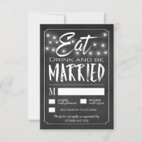 Chalk Eat Drink & Be Married Wedding RSVP Cards