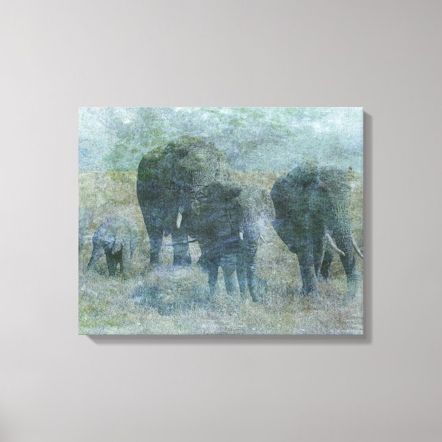 Chalk Elephants Canvas Print (Front)