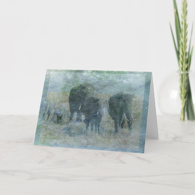 Chalk Elephants Greeting Card (Front)