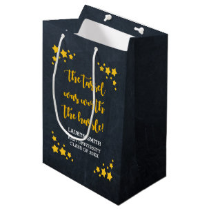 Chalk Gold Star Personalized Graduation Medium Gift Bag