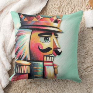 Chalk Illustrated Christmas Nutcracker Throw Pillow