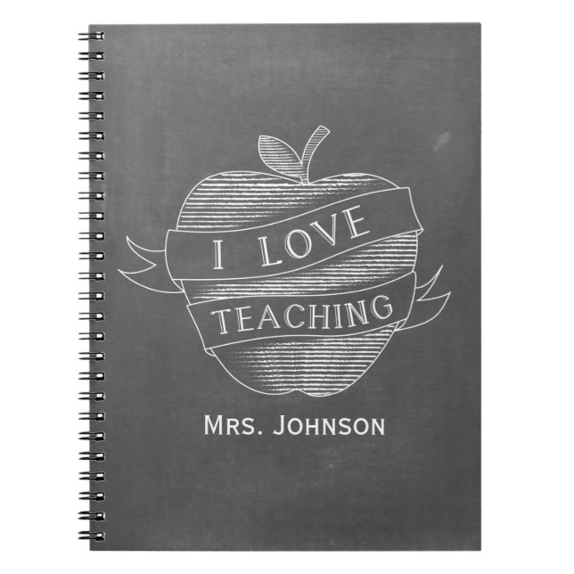 Chalk Inspiré Apple I Love Carnet d'enseignement (Devant)