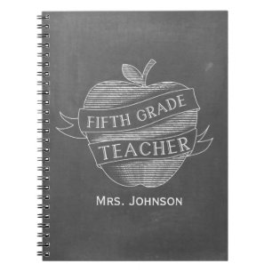 Chalk Inspired Apple 5th Grade Teacher Notebook