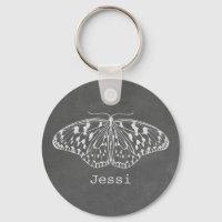 Chalk Inspired Butterfly Personalized Keychain