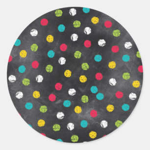 Chalk It Up! Rainbow Polka Dots – Chalkboard Pri Classic Round Sticker
