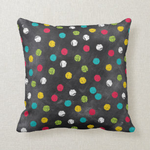 Chalk It Up! Rainbow Polka Dots – Chalkboard Pri Throw Pillow