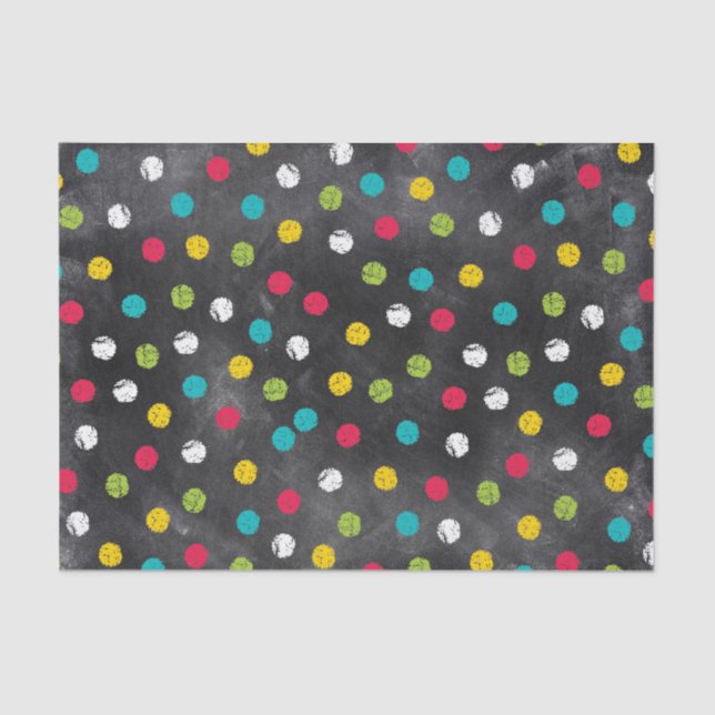 Chalk It Up! Rainbow Polka Dots – Chalkboard Print Tissue Paper (Front)