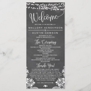 Chalk Lights Wedding Ceremony Program