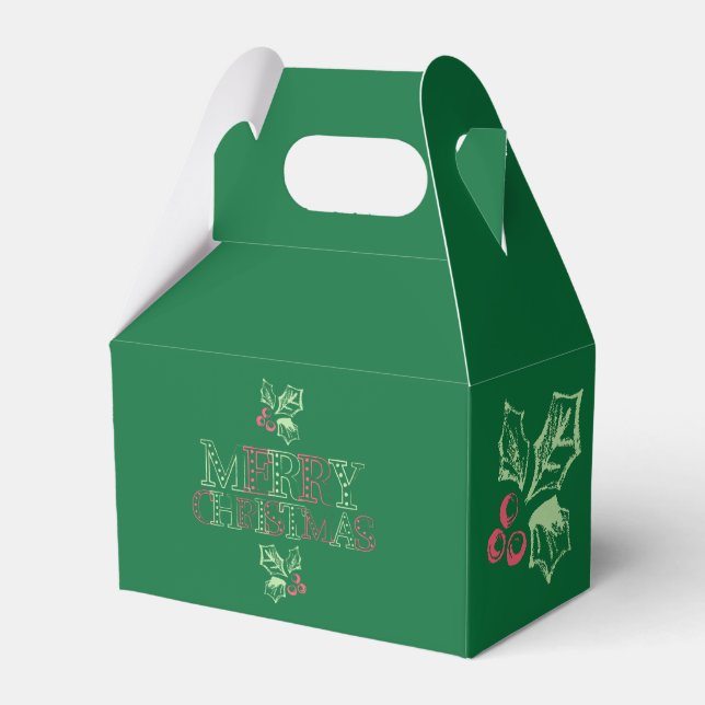 Chalk Mistletoe Pattern Favor Box (Front Side)