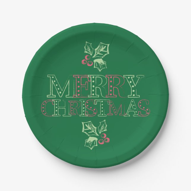 Chalk Mistletoe Pattern Paper Plate (Front)