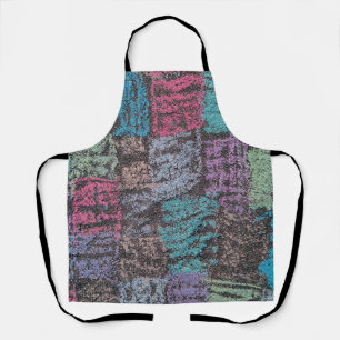 Chalk on the sidewalk art in  yellow white purple  apron