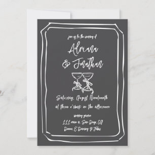 Chalk Paint Grey White Wedding Invitation
