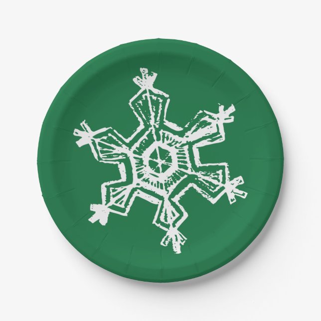 Chalk Snowflake Pattern Paper Plate (Front)