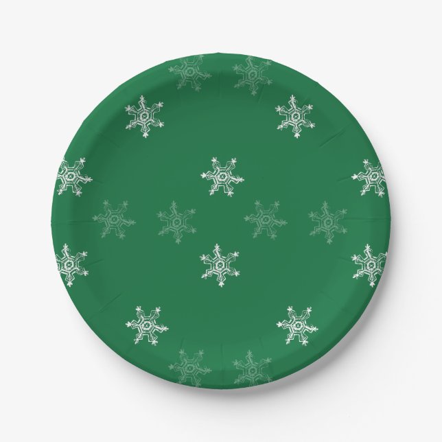 Chalk Snowflake Pattern Paper Plate (Front)