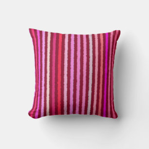 Chalk Stripes - Burgundy, Violet, Pink Throw Pillow