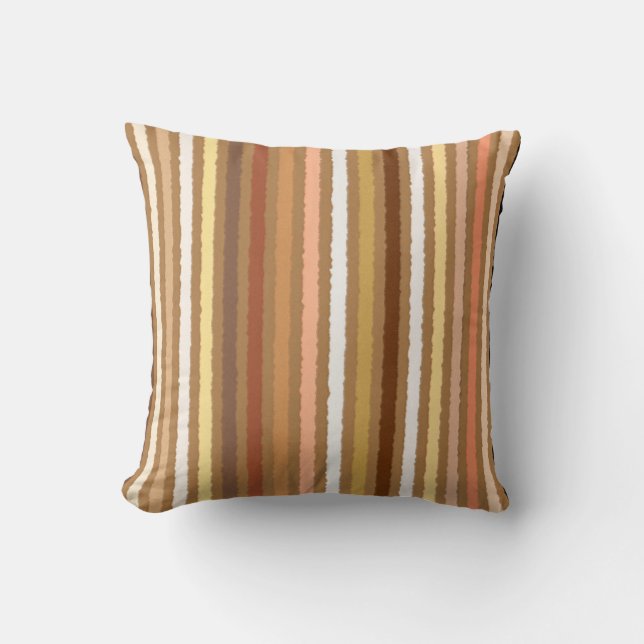 Chalk Stripes - Camel Tan and Gold Throw Pillow (Front)