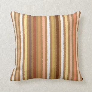 Chalk Stripes - Camel Tan and Gold Throw Pillow