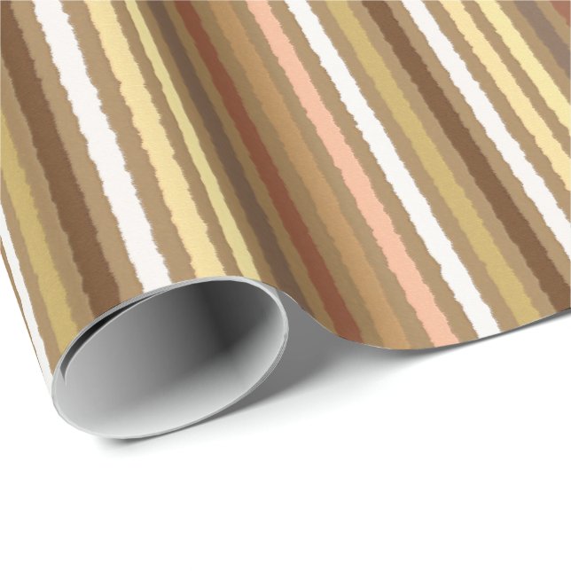 Chalk Stripes - Camel Tan and Gold Wrapping Paper (Roll Corner)