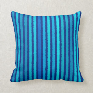 Chalk Stripes - Cobalt and Sky Blue Throw Pillow