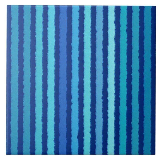 Chalk Stripes - Cobalt and Sky Blue Tile (Front)