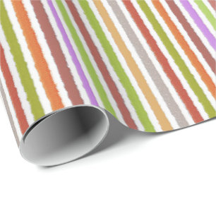 Chalk Stripes - Cream and Multi Colours Wrapping Paper