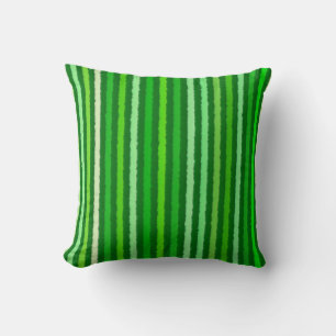 Chalk Stripes - Emerald and Lime Green Throw Pillow