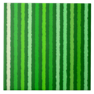 Chalk Stripes - Emerald and Lime Green Tile