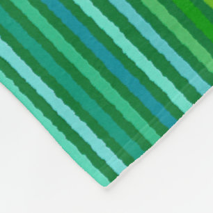 Chalk Stripes - Jade Green and Aqua Fleece Blanket