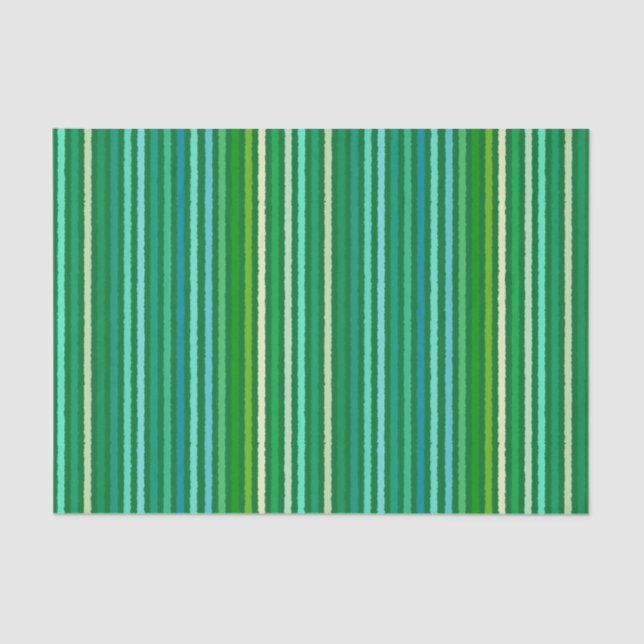 Chalk Stripes - Jade Green and Aqua Tissue Paper (Front)