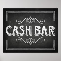 Chalk Style CASH BAR Sign Print