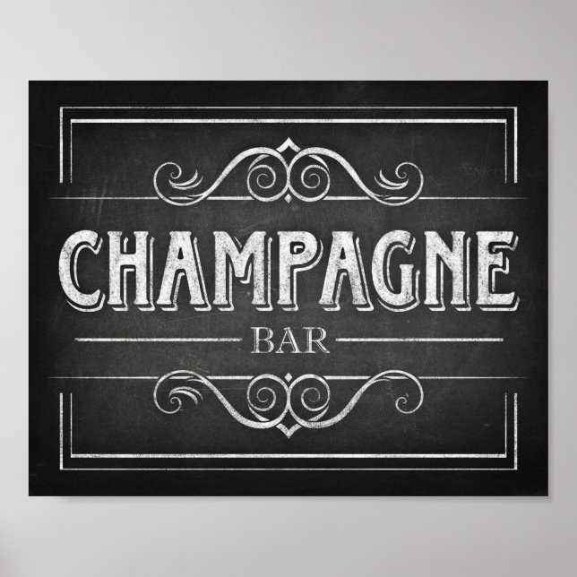 Chalk Style CHAMPAGNE BAR Sign Print (Front)