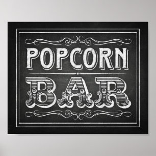 Chalk Style POPCORN BAR Sign Print