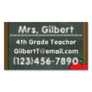 Chalk Teachers Information Magnetic Business Cards