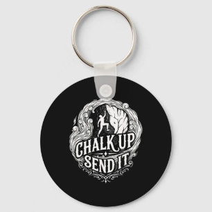 Chalk Up Send It Rock Climbing Adventure Keychain