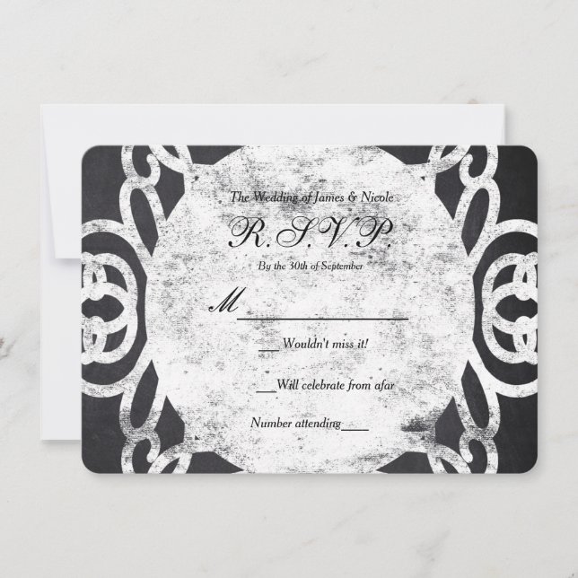 Chalk Vintage cadre élégant mariage carte RSVP (Devant)
