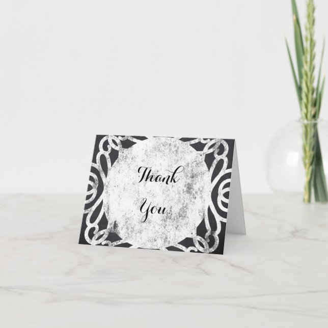 Chalk Vintage Elegant Thank You Fold Card (Front)