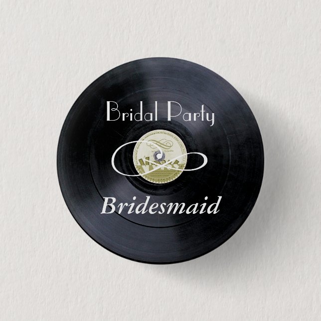 Chalk vinyl bridal party PERSONALIZE 1 Inch Round Button (Front)