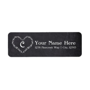 Chalk White Ornament Heart Valentine Address Label