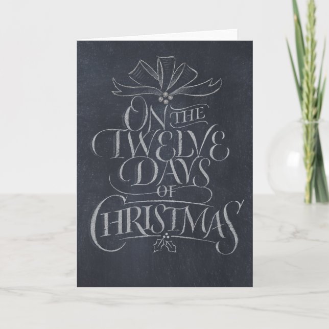 Chalkboard 12 Days of Christmas Chalk Trendy Holiday Card (Front)