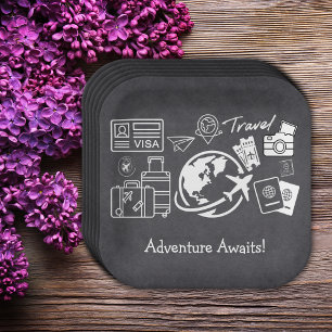Chalkboard Adventure Awaits Baby Shower Paper Plate