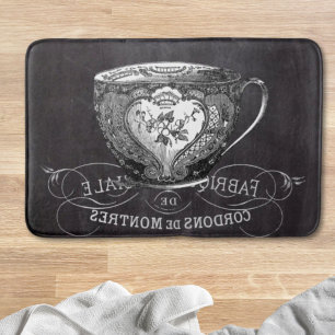 Chalkboard Alice in Wonderland tea party teacup Bath Mat