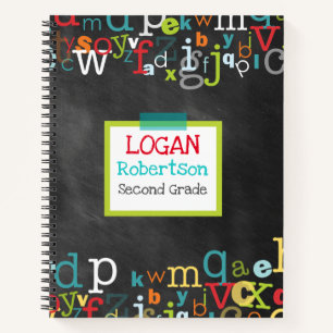 Chalkboard Alphabet Boy's Personalized Spiral Notebook
