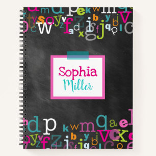 Chalkboard Alphabet Girl's Personalized Spiral Notebook