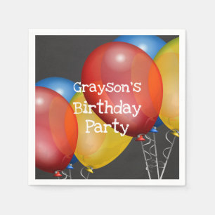 Chalkboard and Balloons Birthday Party Napkin